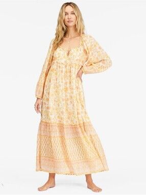 Billabong Yellow and Cream Floral Maxi Dress